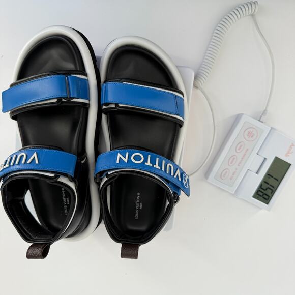 Louis Vuitton Pool Pillow Strap Sandals Blue Designer Rare Leather US 8.5 39 - Picture 15 of 15